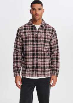 Bouclé overshirt met ruiten