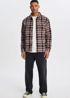 Bouclé overshirt met ruiten