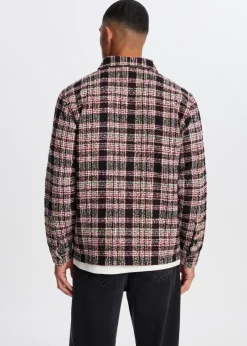 Bouclé overshirt met ruiten