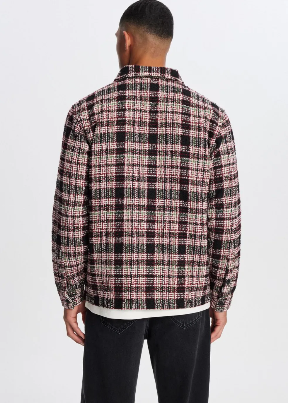Bouclé overshirt met ruiten