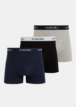 Boxer 3-pack blauw grijs