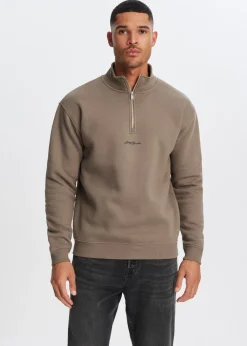 Brushed half zip sweater