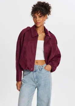 Cropped suedine bomberjack
