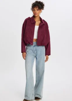 Cropped suedine bomberjack