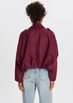 Cropped suedine bomberjack