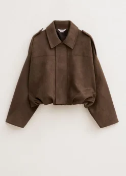Cropped suedine bomberjack