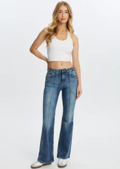 Flared jeans met pintuck