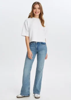 Flared jeans met printdetail