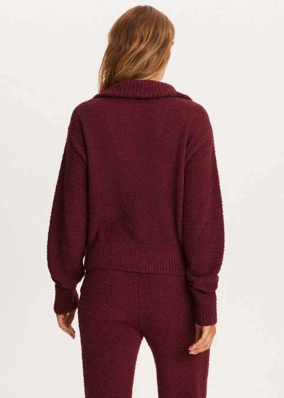 Fluffy half zip trui