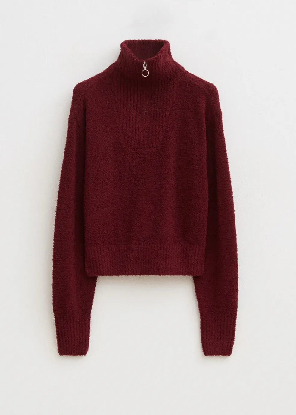 Fluffy half zip trui
