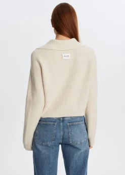 Gebreid vest met brede kraag