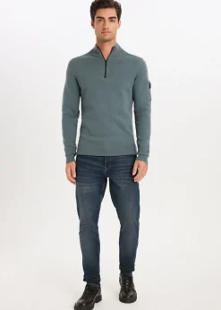 Gebreide half zip trio