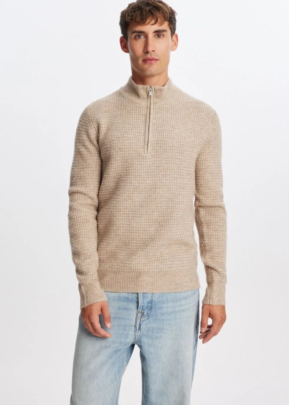 Gebreide half zip trui