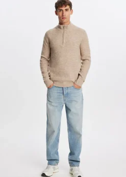 Gebreide half zip trui