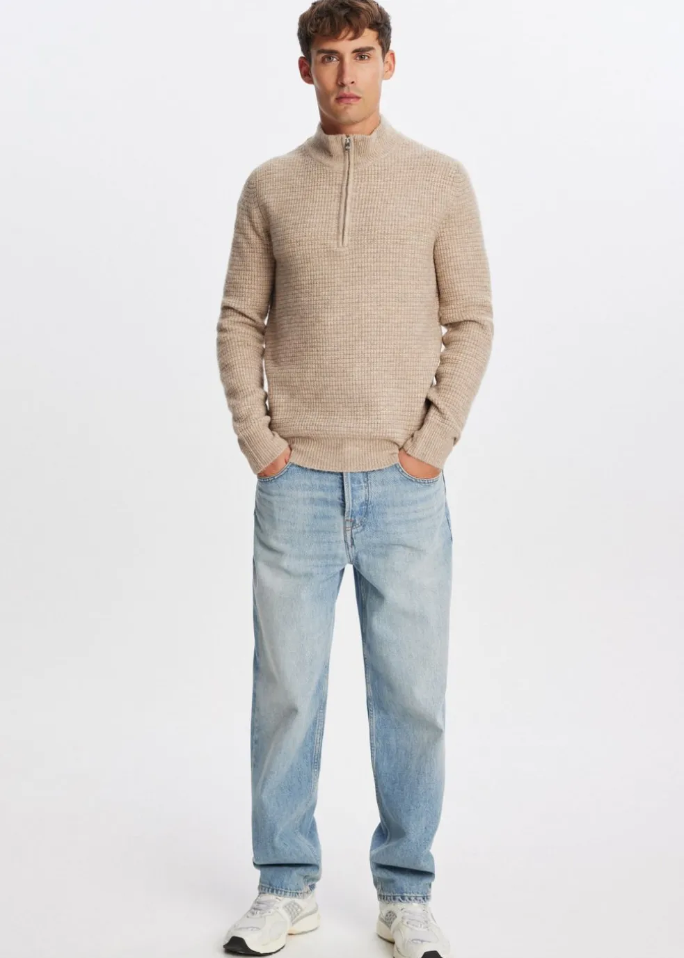 Gebreide half zip trui