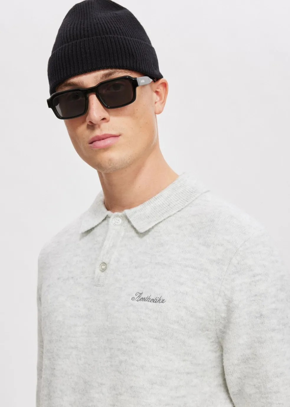Gebreide polo met merk