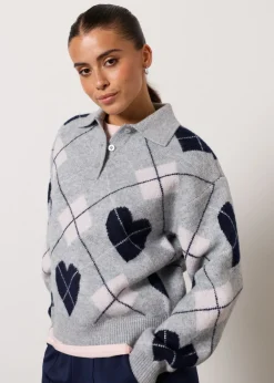 Gebreide trui met argyle print