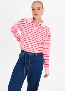 Gestreepte trui met half zip