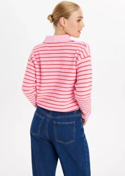 Gestreepte trui met half zip