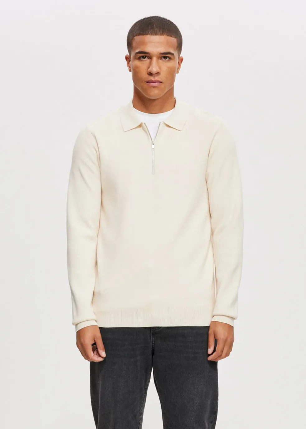 Half zip gebreide polo