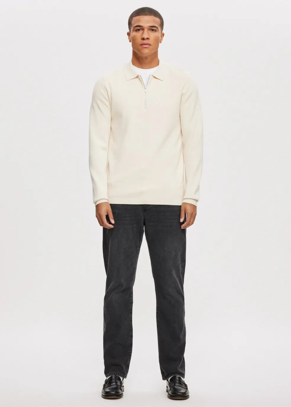Half zip gebreide polo