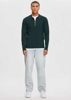 Half zip gebreide polo