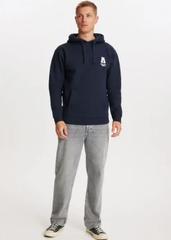 Hoodie met indigo tekstprint