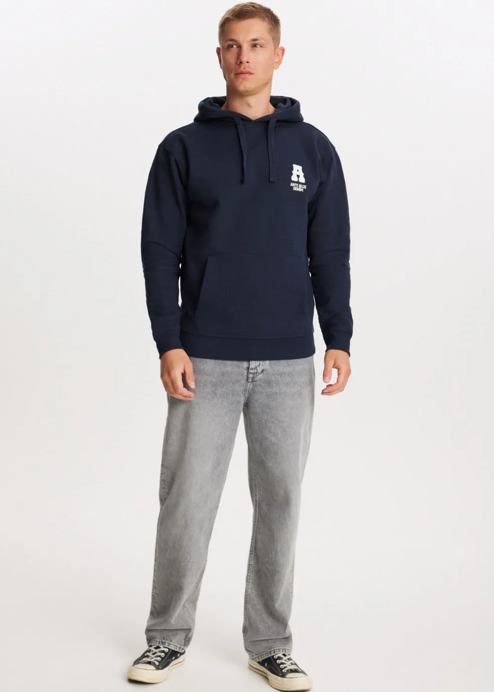 Hoodie met indigo tekstprint