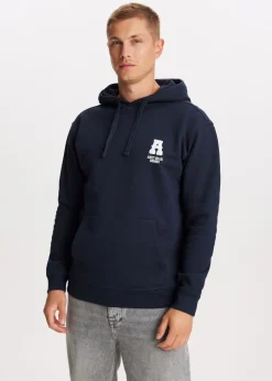 Hoodie met indigo tekstprint