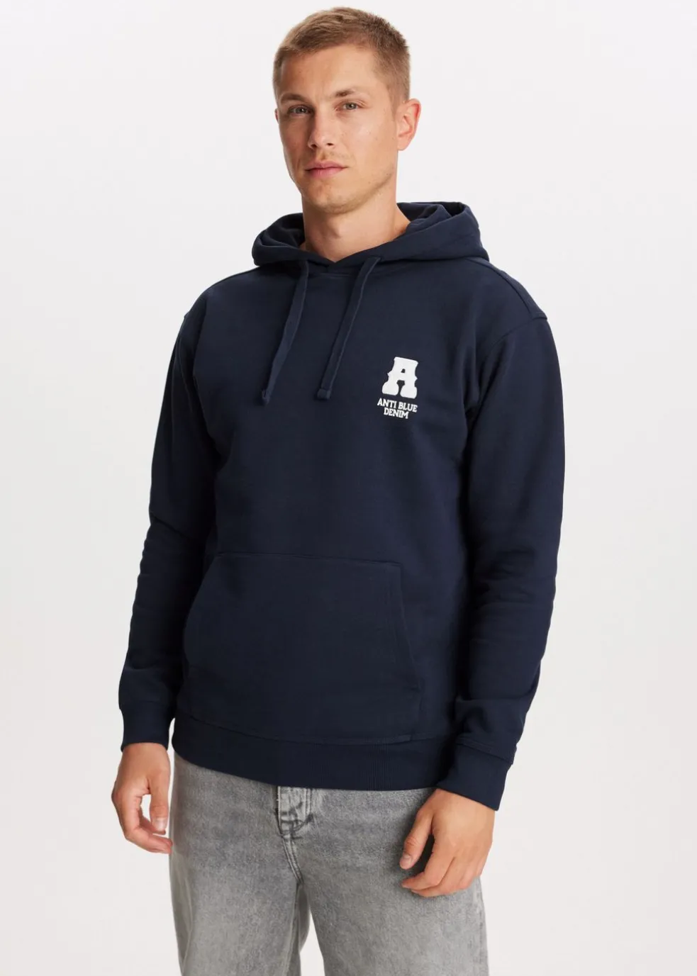 Hoodie met indigo tekstprint