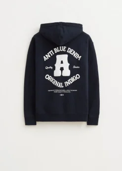 Hoodie met indigo tekstprint