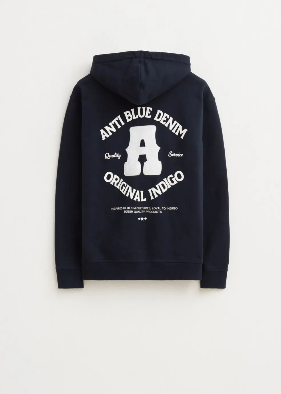 Hoodie met indigo tekstprint