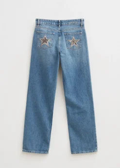 Jeans met sterren achterzakken