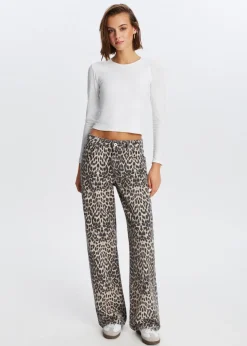 Leopard wide leg jeans