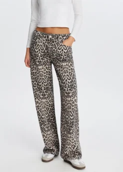 Leopard wide leg jeans