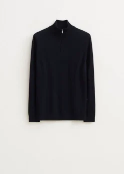 Merinowol half zip trui