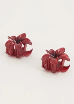 Mini bloemen haarclip set