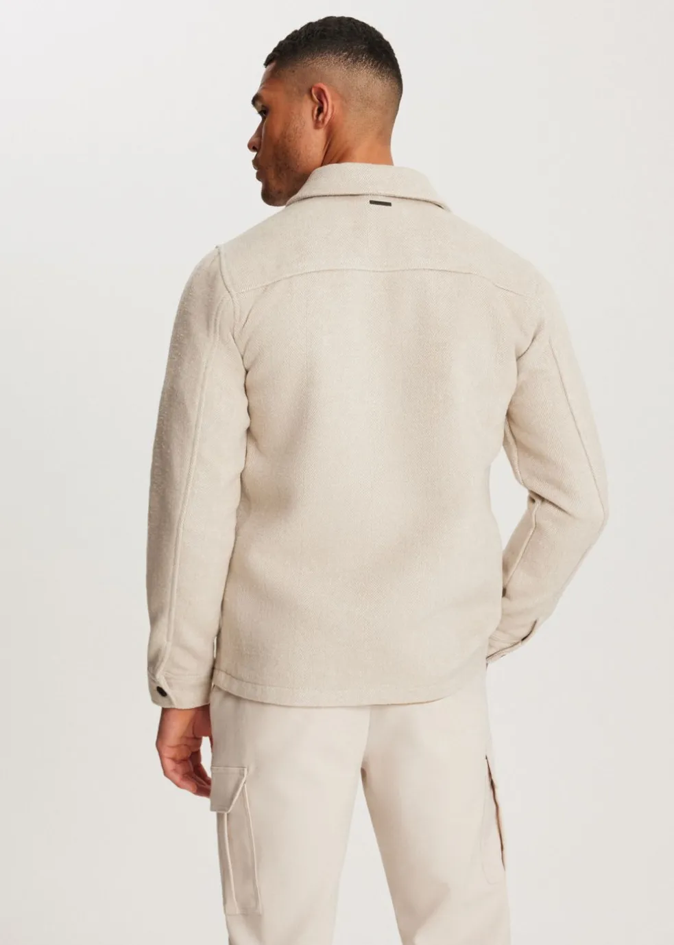 Overshirt met visgraatdetail