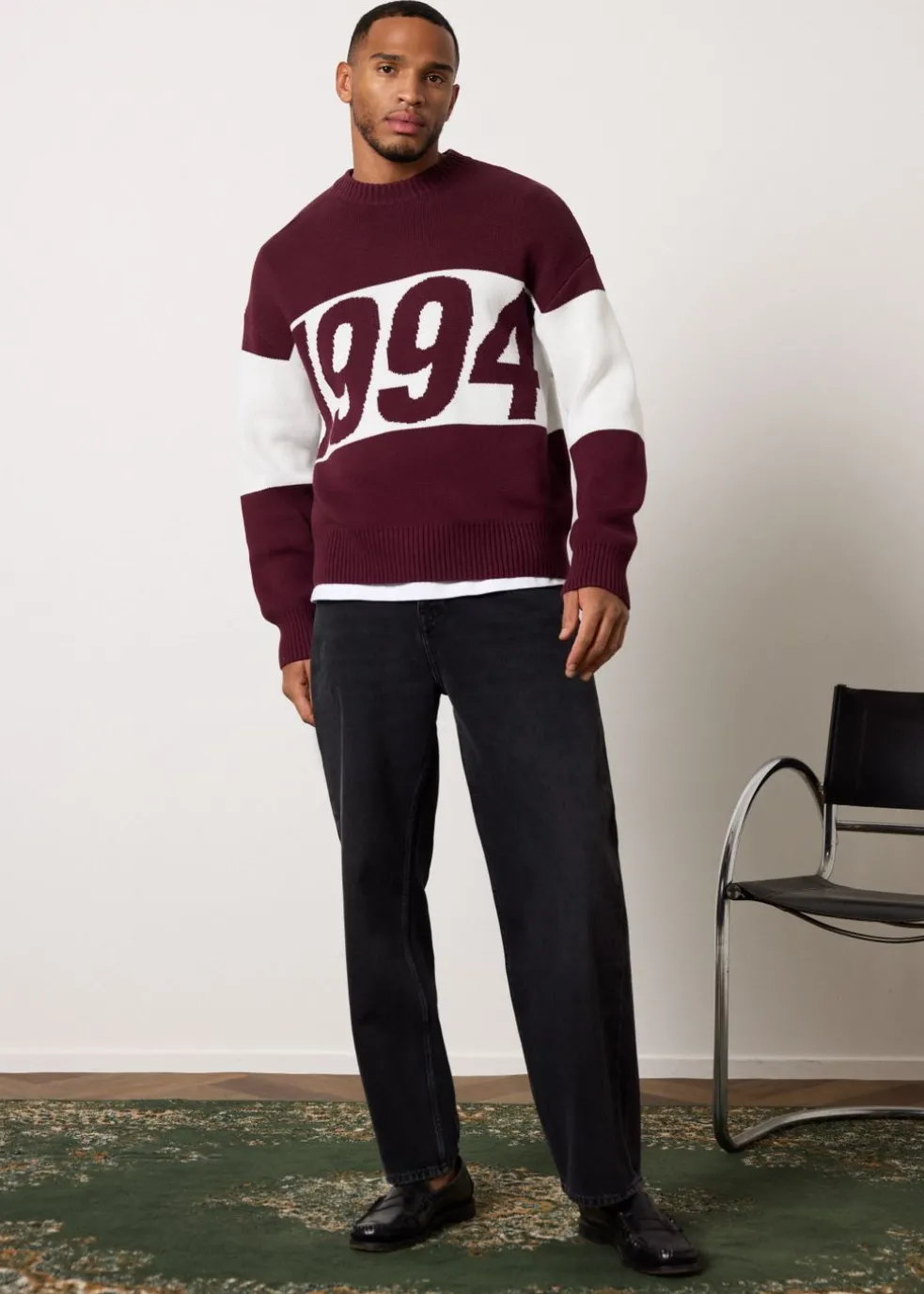 Oversized colorblok trui