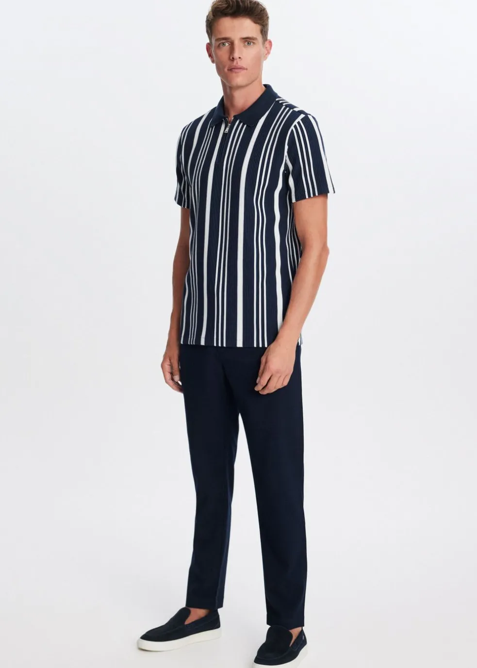 Polo half zip gestreept