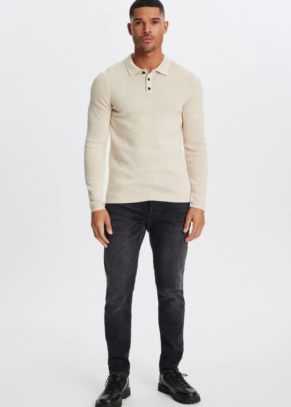 Polo met honinggraatdetail