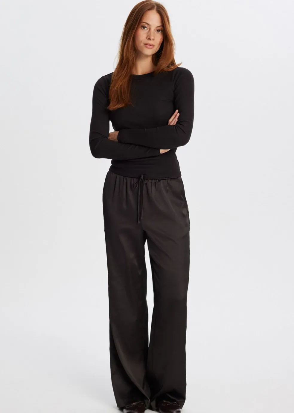 Rib t-shirt met lange mouwen