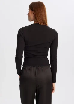 Rib t-shirt met lange mouwen