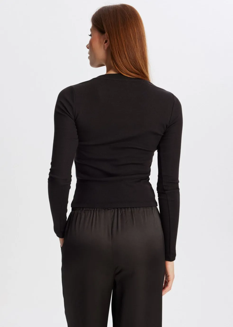 Rib t-shirt met lange mouwen