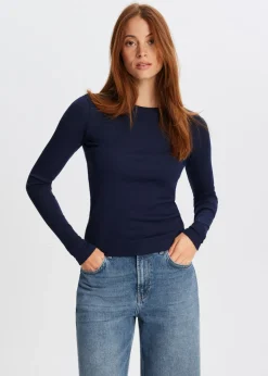 Rib t-shirt met lange mouwen