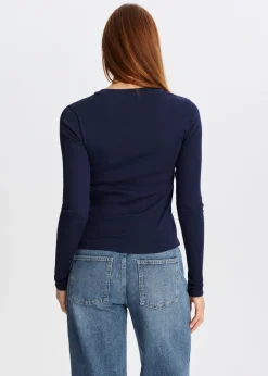 Rib t-shirt met lange mouwen