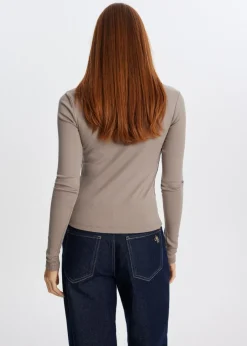 Rib t-shirt met lange mouwen
