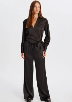 Satijnen blouse met strik