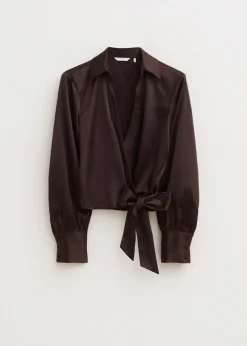 Satijnen blouse met strik