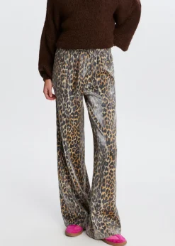 Satijnen leopard broek